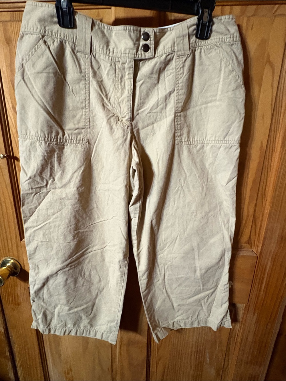 New York & Company Beige Cropped Bermuda Shorts